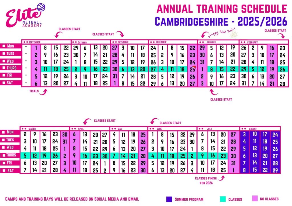 Elite Netball Training Calendars
