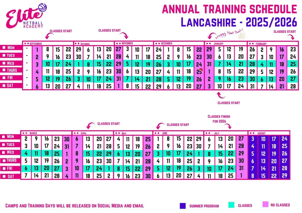 Elite Netball Training Calendars