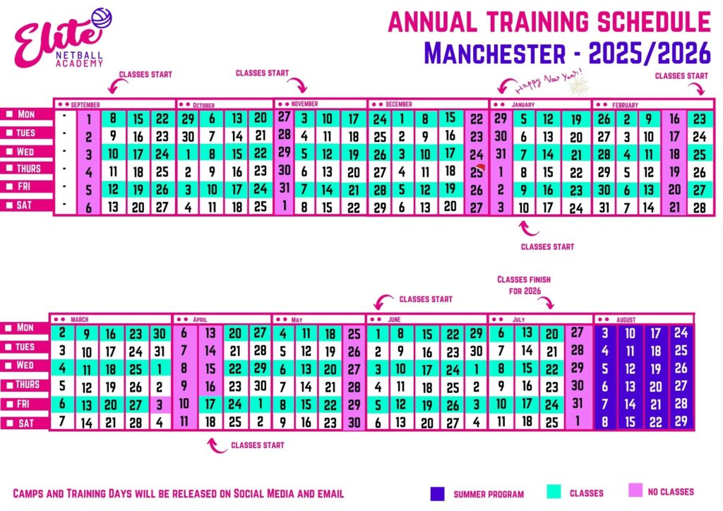 Elite Netball Training Calendars