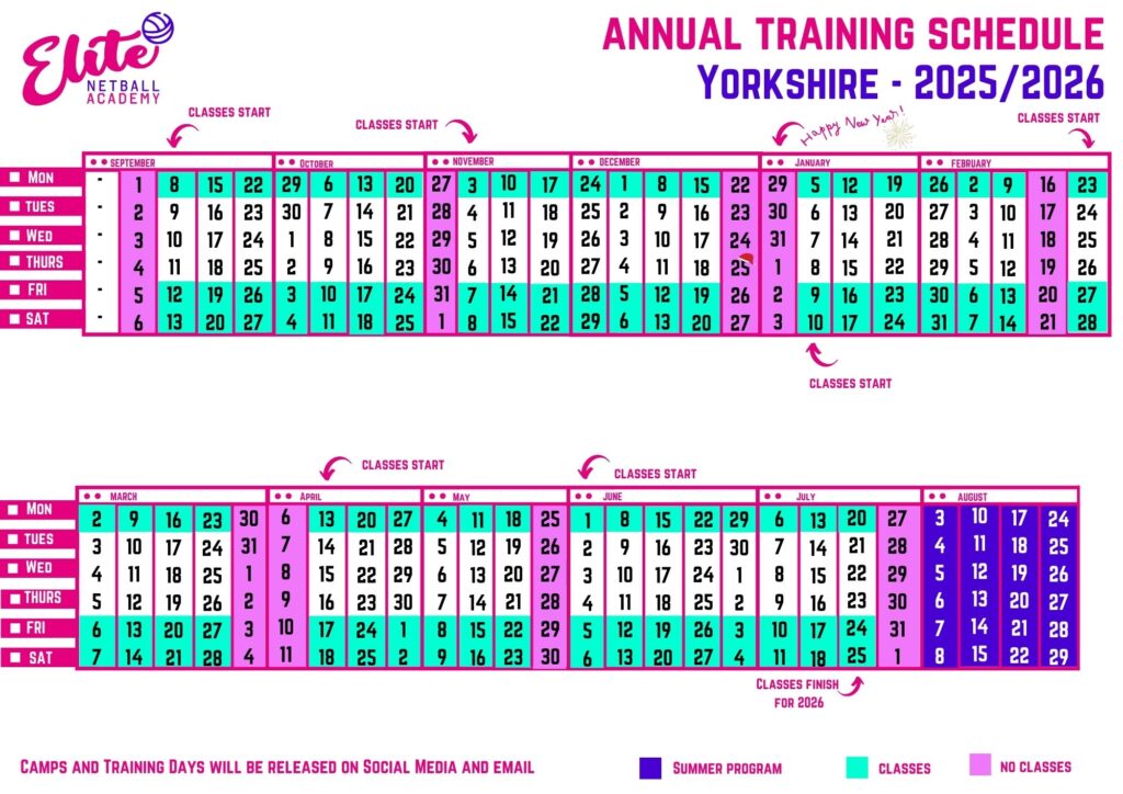 Elite Netball Training Calendars